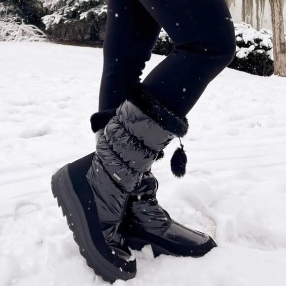 NWT PAJAR Navy Puffer Faux Fur Waterproof Insulated Tall Snow Boots Sz 10 - Picture 4 of 16